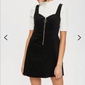 TOPSHOP black corduroy dress with silver zipper